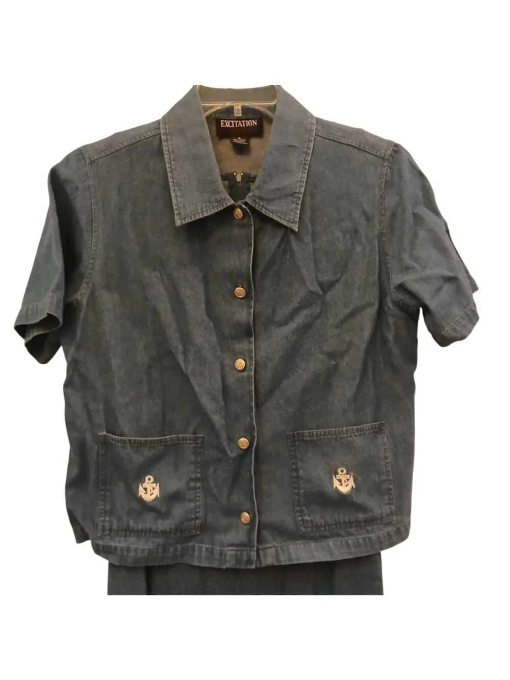 Excitation Womens Sz M Denim 2-Pc Set Sleeveless Back Zipper Dress w/ Jacket C17 - Picture 9 of 12
